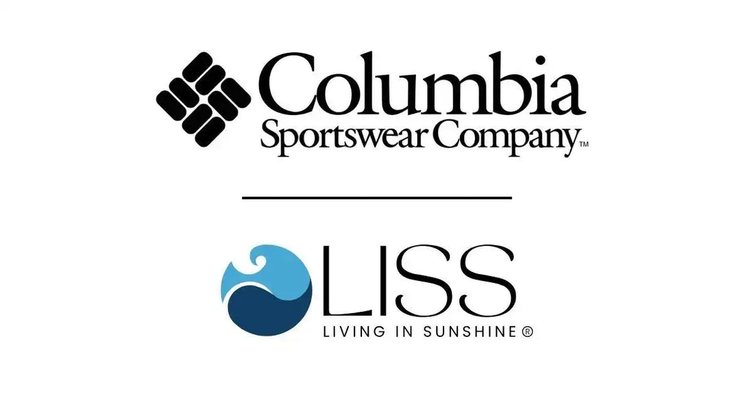 Columbia Sportswear Company logo above LISS Living In Sunshine logo on white background.